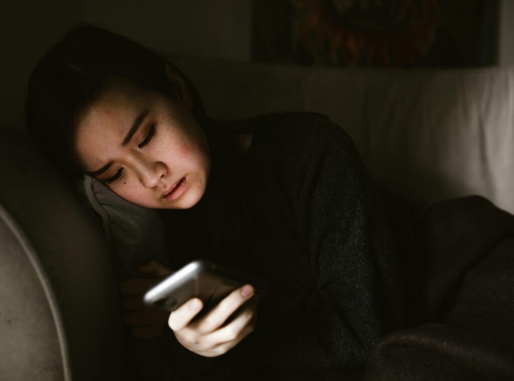Woman looking at mobile phone